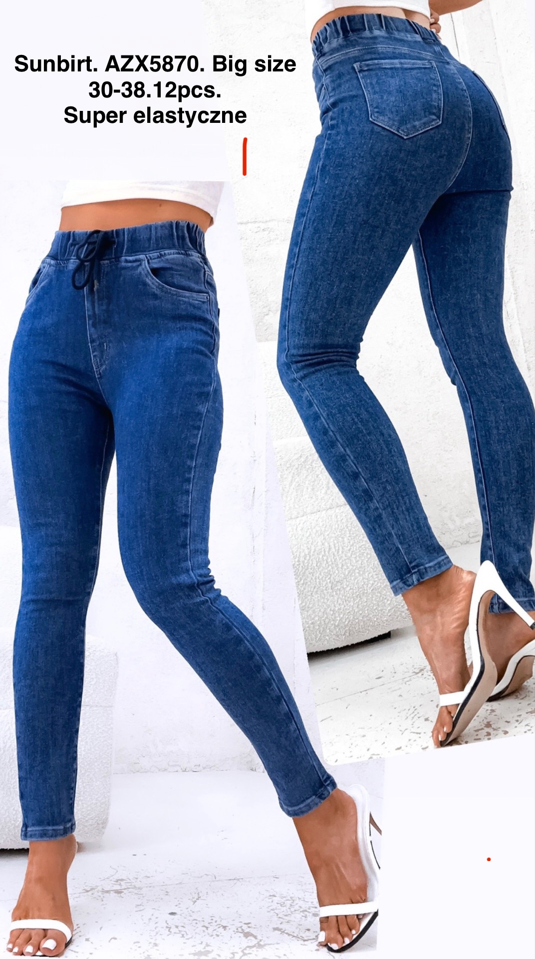 Jeansy damskie , Size 30-38, paczka 12szt,1kolor