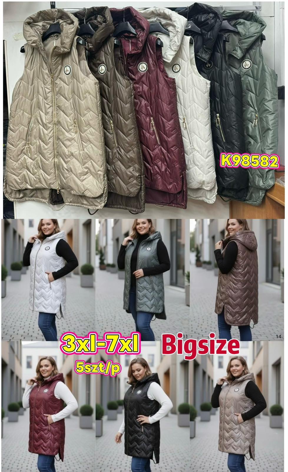 Kamizelki damskie ,size 3xl-7xl,paczka 5szt,1kolor