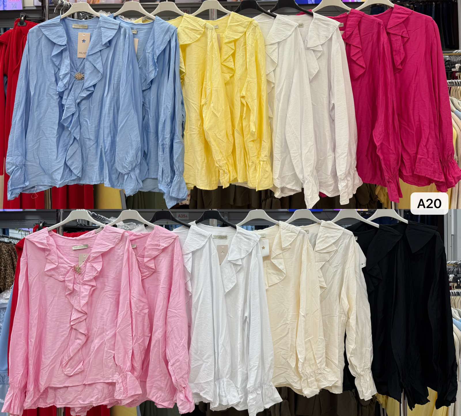 Bluzki Damskie wloskie, Size uni, paczka 6szt ,mix kolor