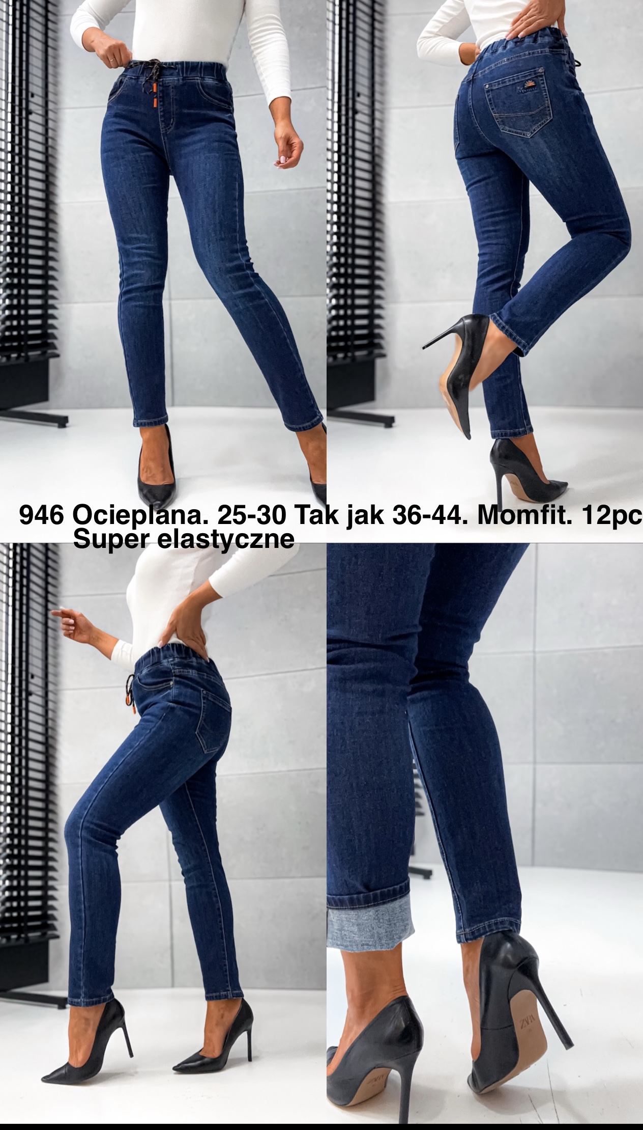 Jeansy damskie , Size 38-44, paczka 12szt,1kolor