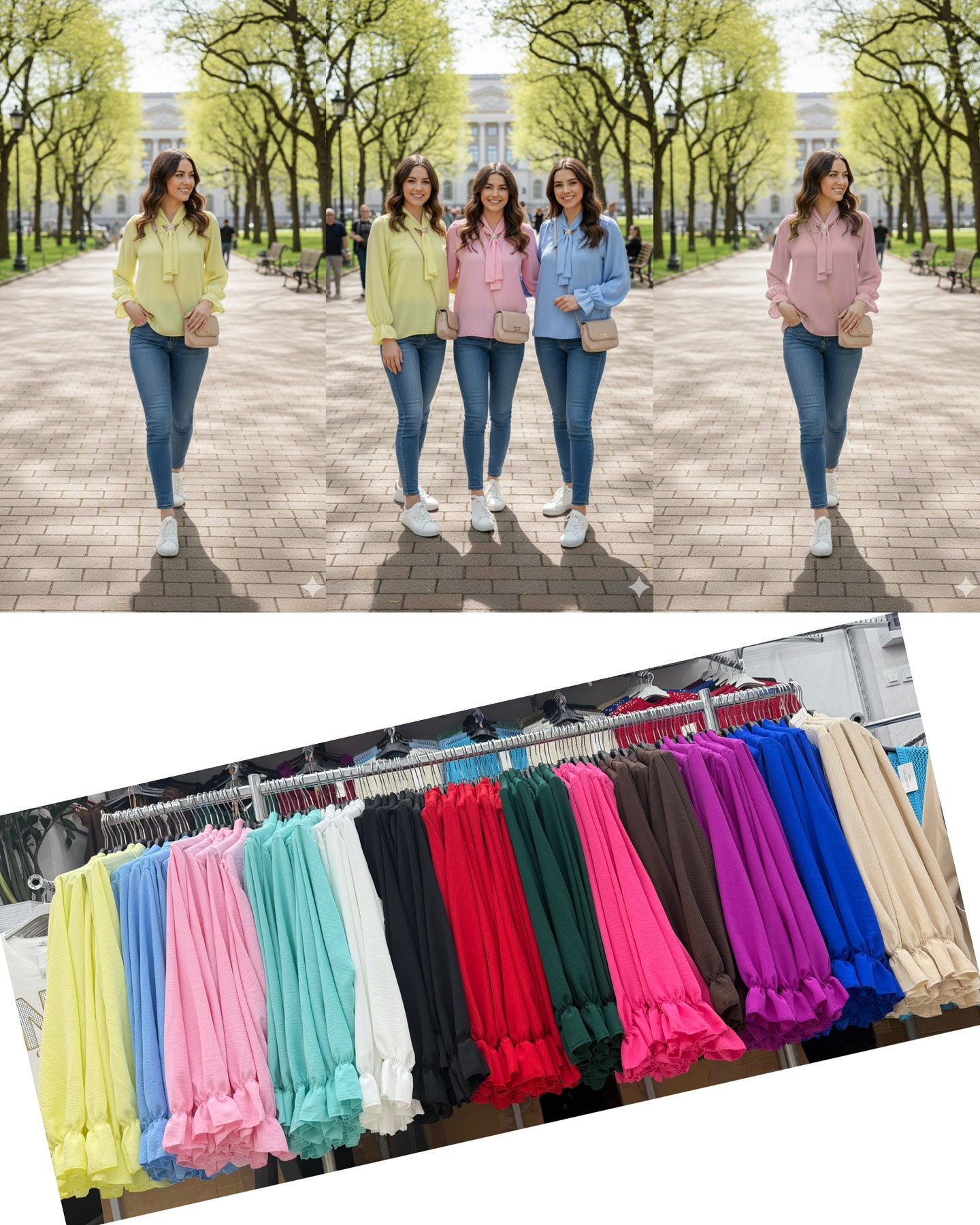 Bluzki Damskie  WŁOSKA  , Size uni, paczka 6szt ,mix kolor