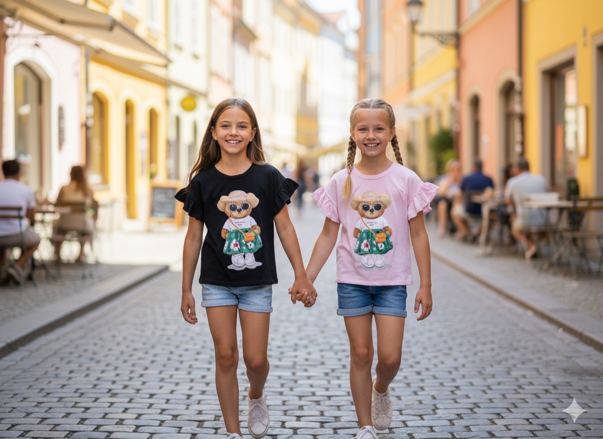 Bluzki DZIECIĘCA , Size 4-14lat, paczka 6szt ,1kolor