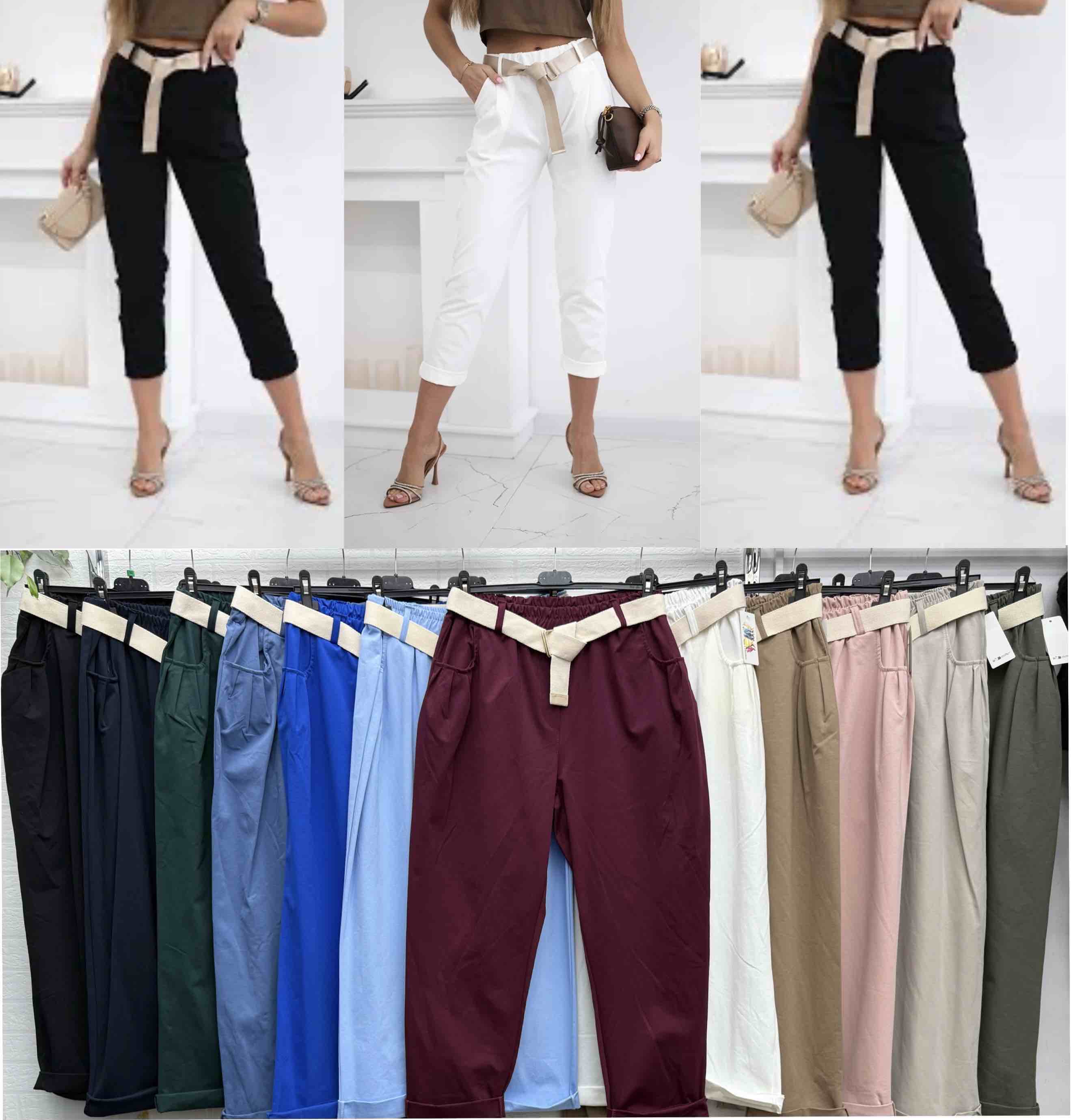 Spodnie Damskie  WŁOSKA  , Size uni, paczka 6szt ,mix kolor