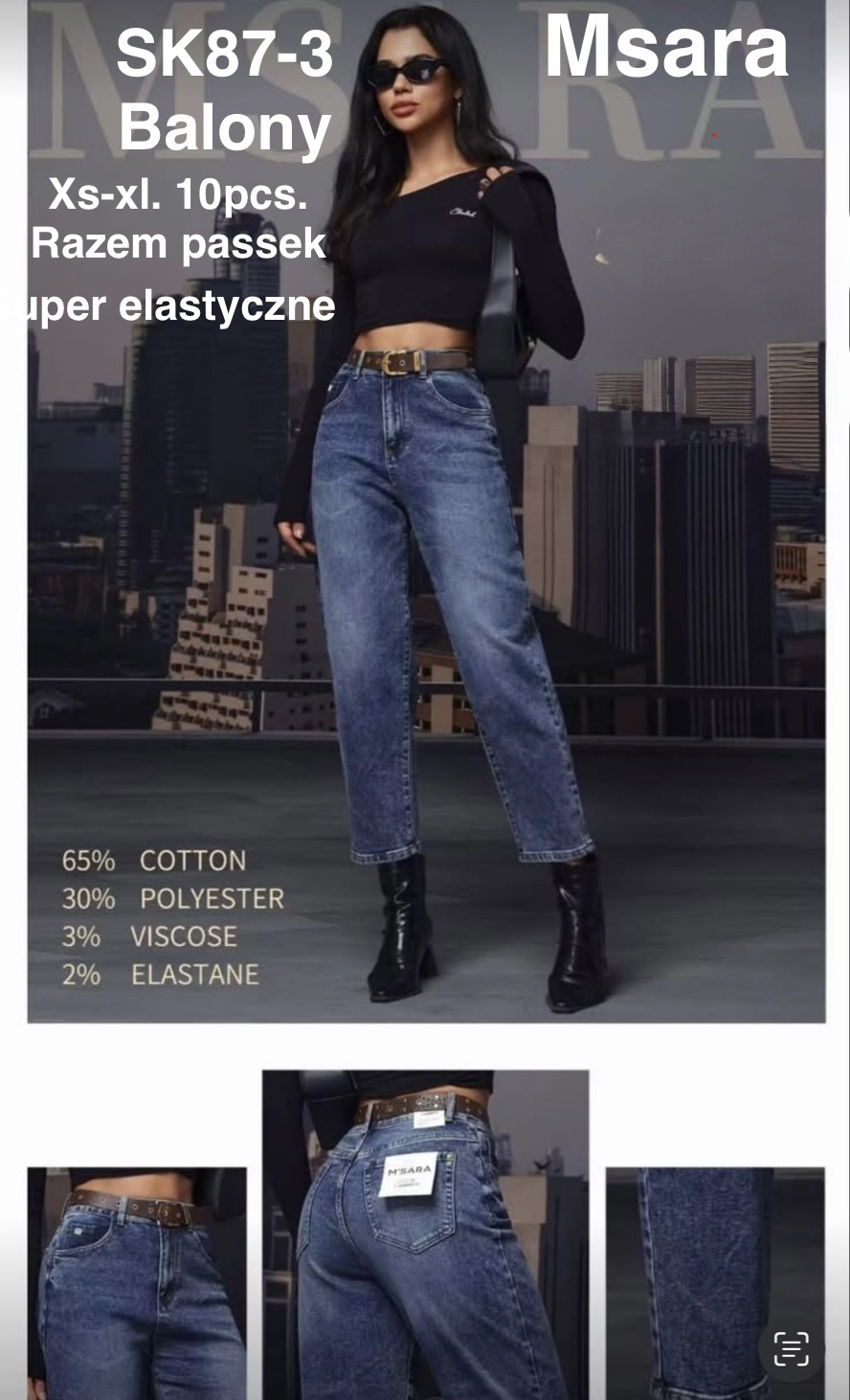 Jeansy damskie , Size xs-xl, paczka 10szt,1kolor