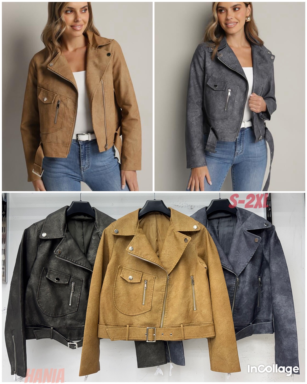 Kurtki skórzane damskie, Size s-2xl, paczka 5szt ,1kolor