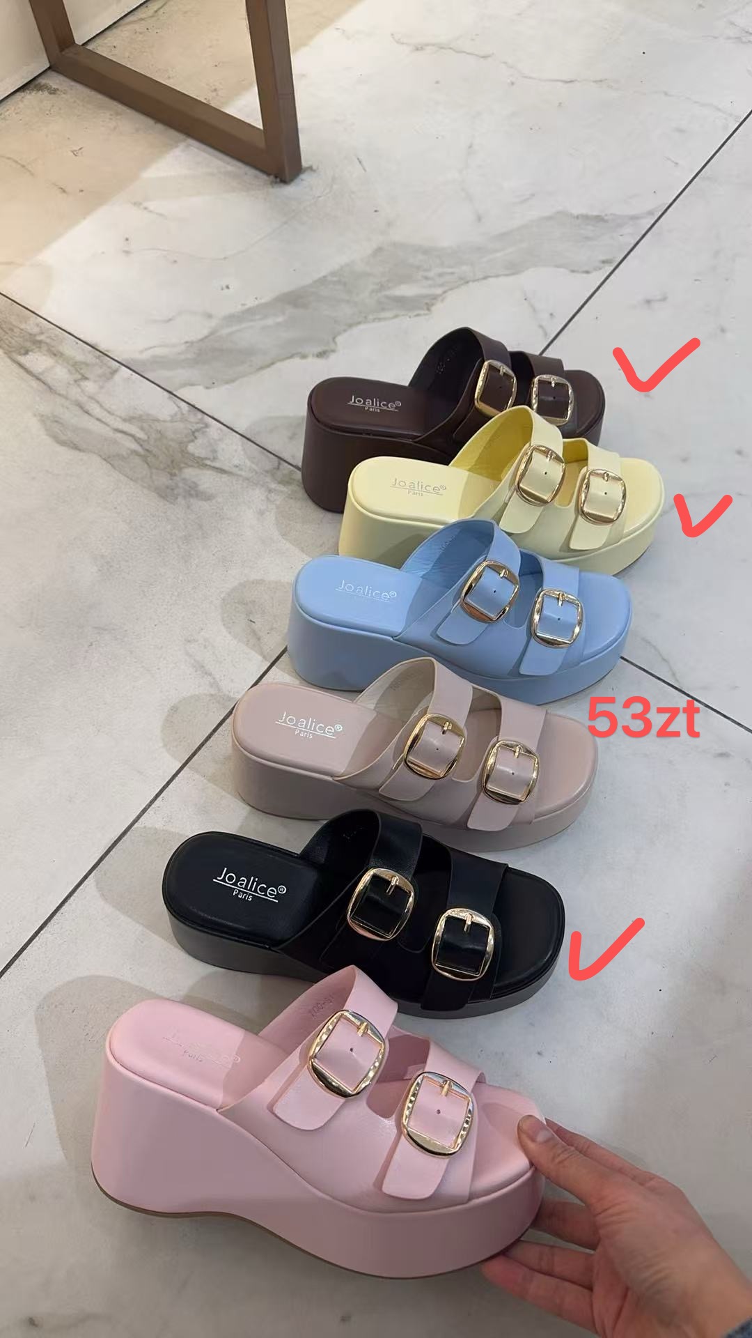 Klapki na Koturnie Damskie (36-41, 12par)