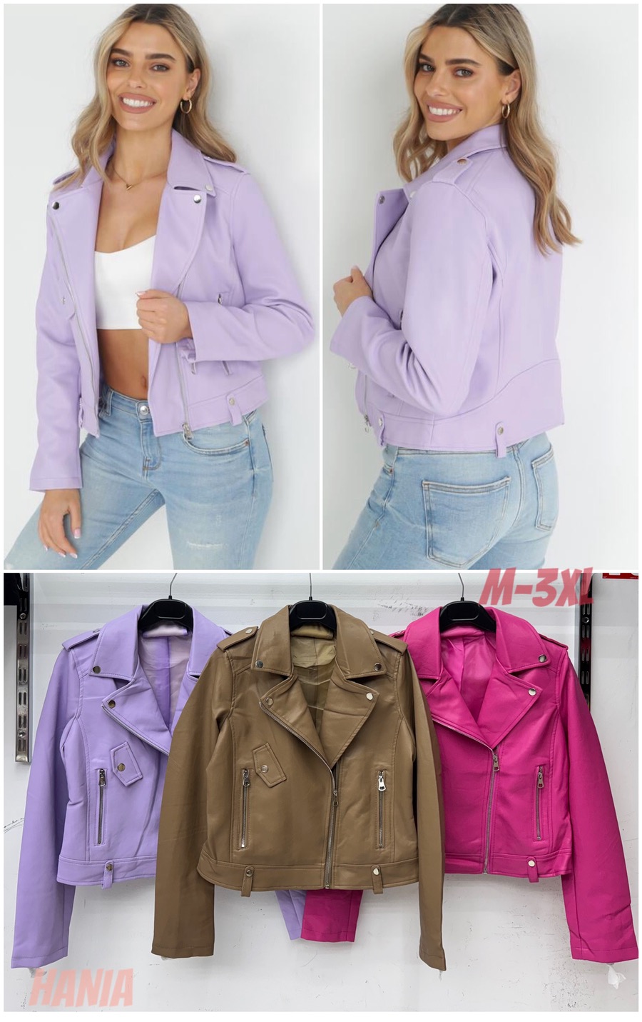 Kurtki skórzane damskie, Size m-3xl, paczka 5szt ,1kolor