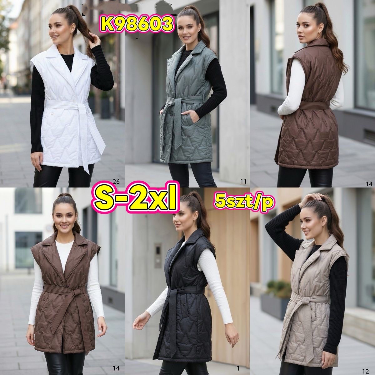 Kamizelki damskie ,size s-2xl,paczka 5szt,1kolor