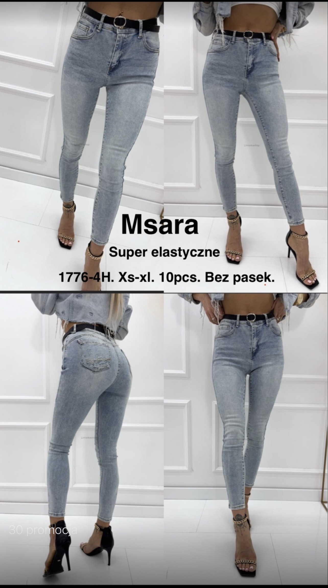 Jeansy damskie , Size sx-xl ,paczka 10szt,1kolor