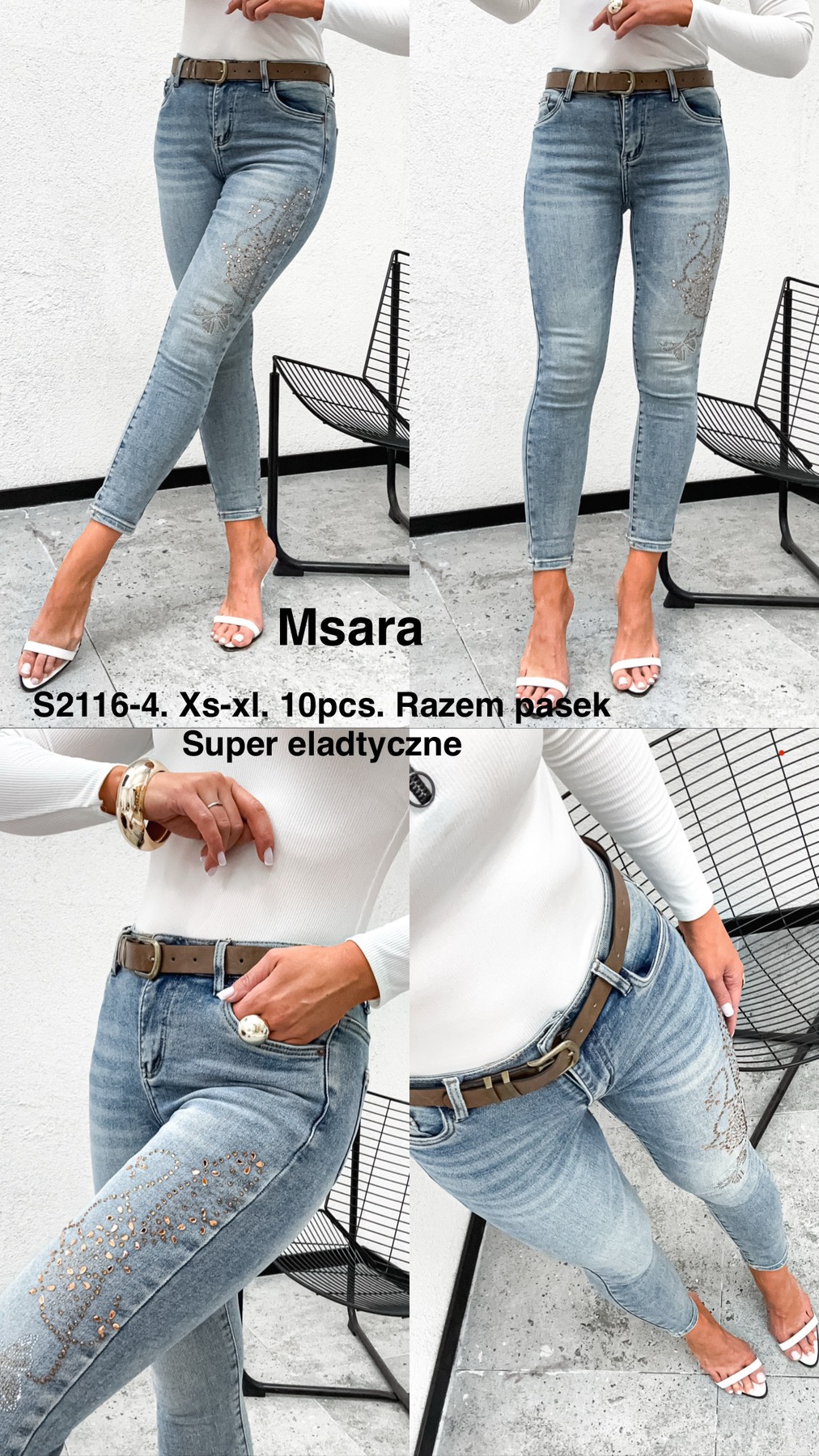 Jeansy damskie , Size xs-xl, paczka 10szt,1kolor