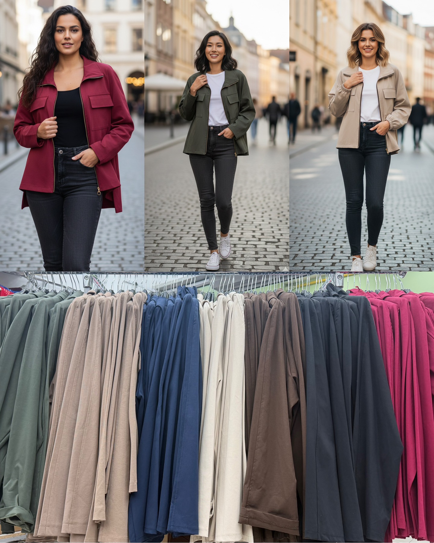 Kurtki Damskie  WŁOSKA  , Size uni, paczka 6szt ,mix kolor