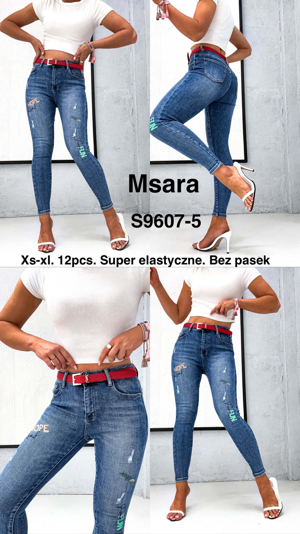 Jeansy damskie , Size xs-xl,paczka 12szt,1kolor
