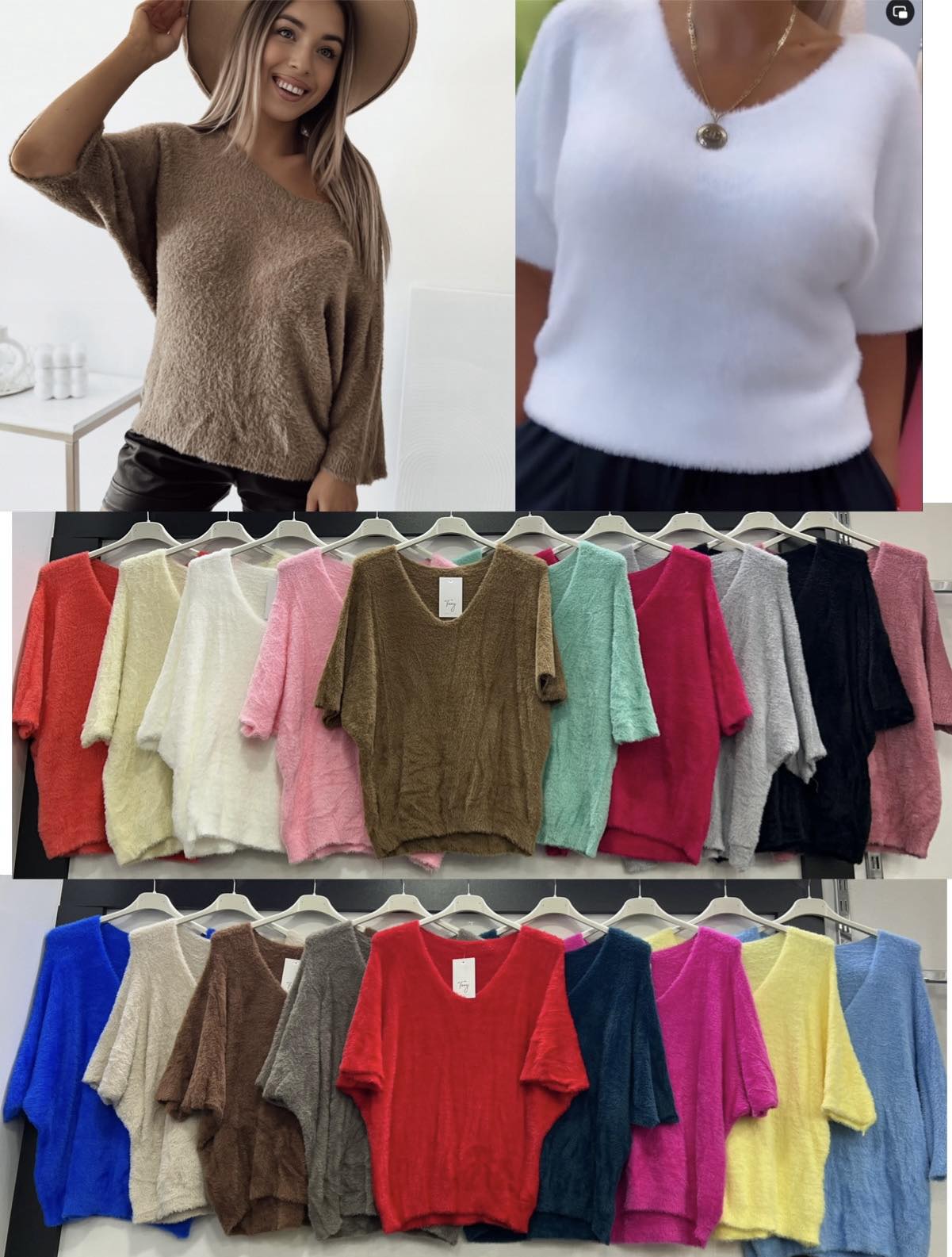 Swetry Damskie  WŁOSKA  , Size uni, paczka 6szt ,mix kolor