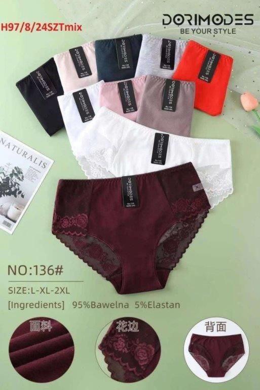 Majtki damskie , Size l-2xl, paczka 24szt ,mix kolor