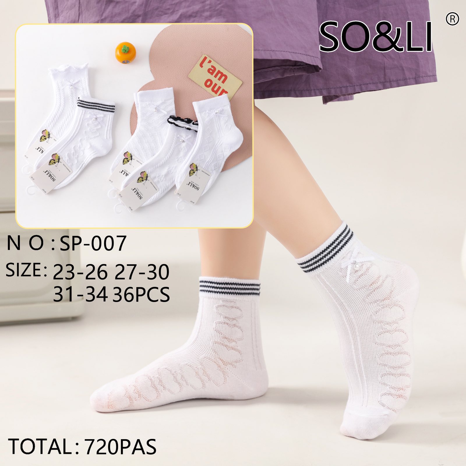 Skarpety DZIECIĘCA .size: 23-36, (36par/paczka)