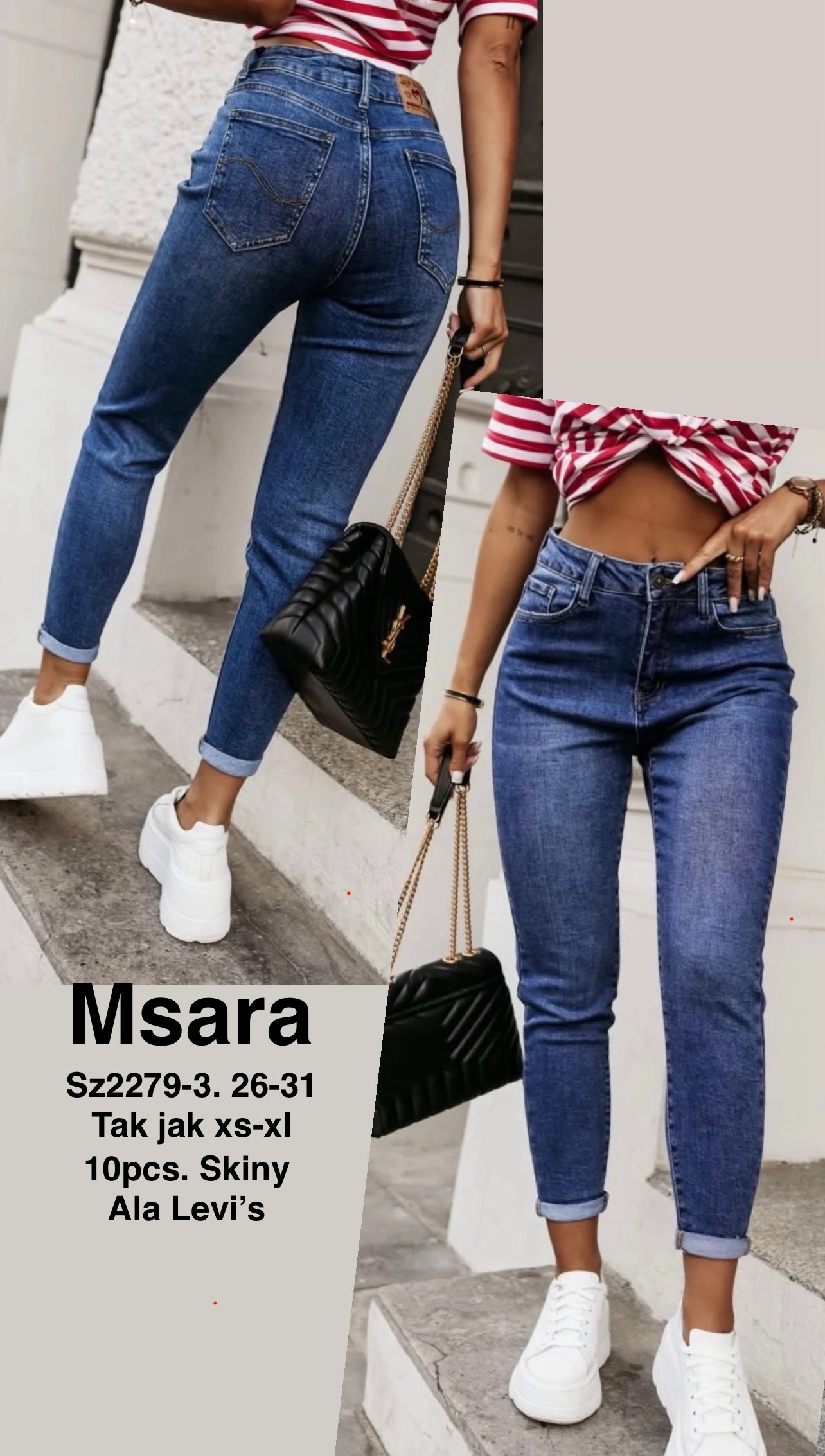 Jeansy damskie , Size xs-xl ,paczka 10szt,1kolor