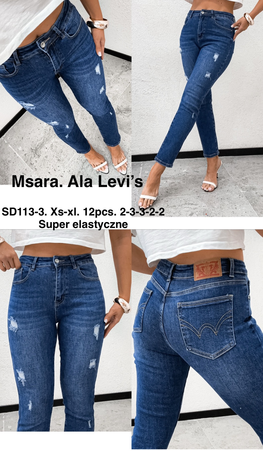 Jeansy damskie , Size xs-xl, paczka 12szt,1kolor