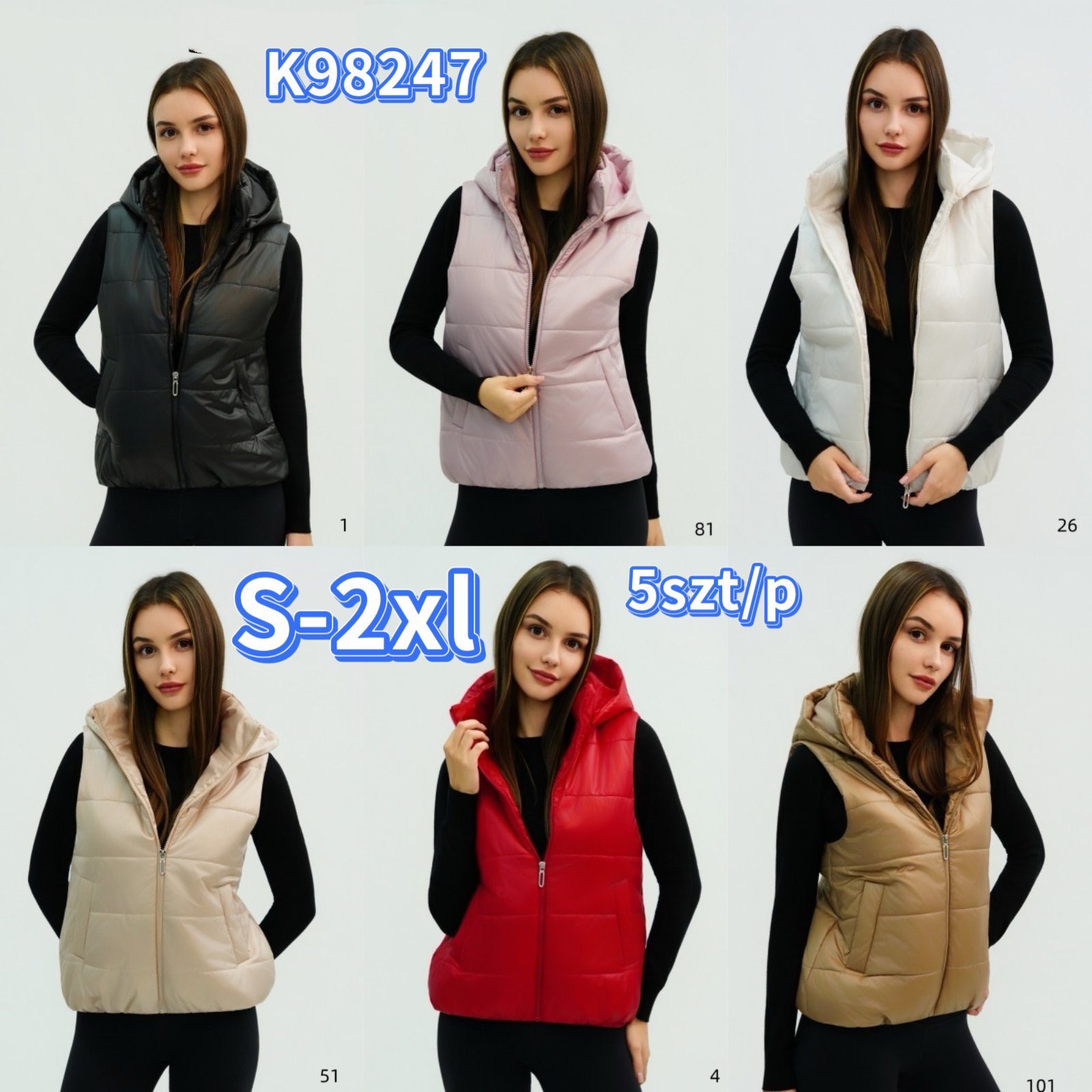 Kamizelki damskie ,size s-2xl,paczka 5szt,1kolor