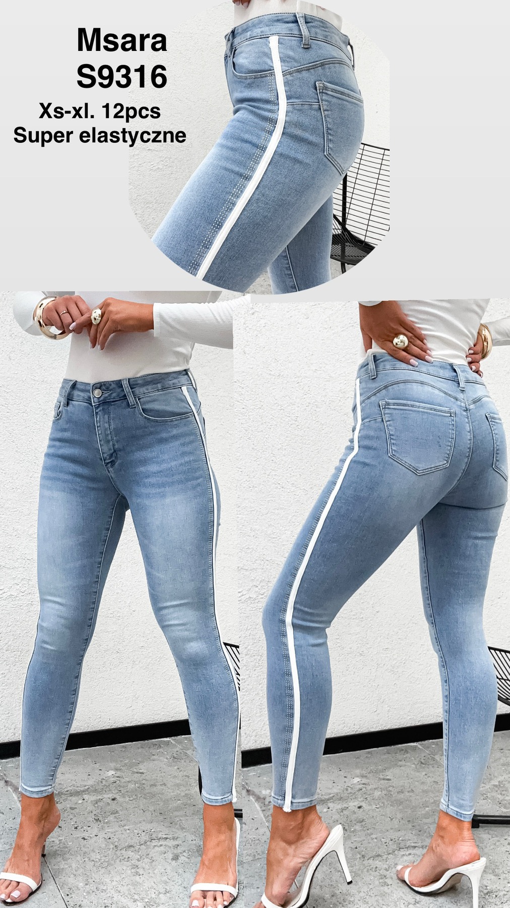 Jeansy damskie , Size xs-xl, paczka 12szt,1kolor