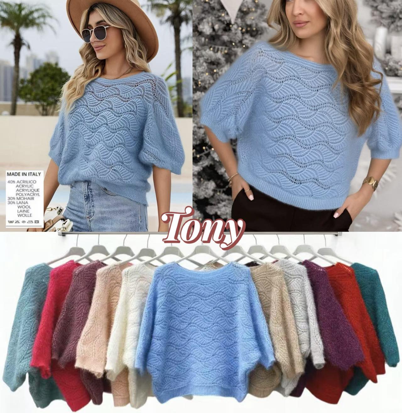 Swetry Damskie  WŁOSKA  , Size uni, paczka 6szt ,mix kolor