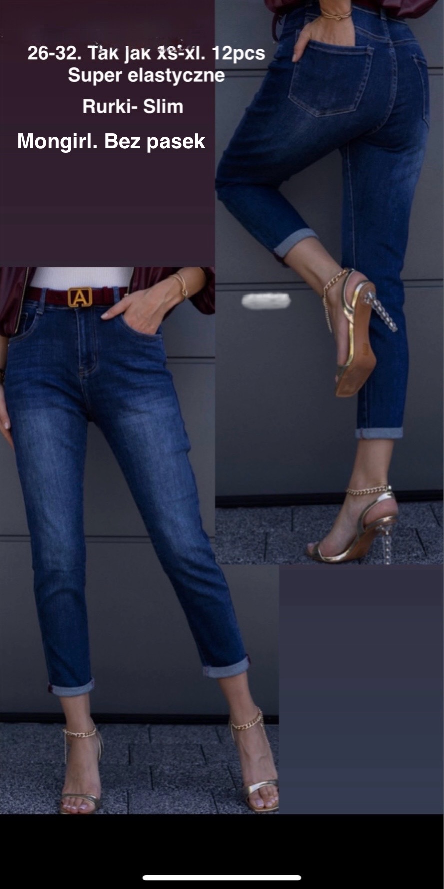 Jeansy damskie , Size xs-xl, paczka 12szt,1kolor