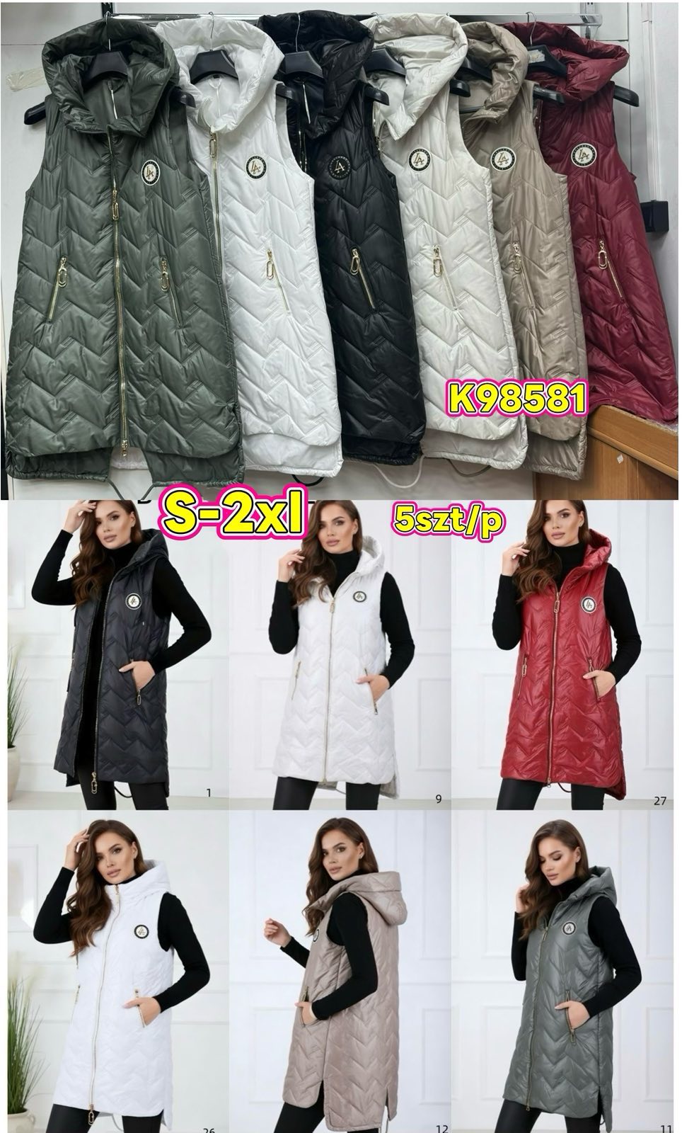 Kamizelki damskie ,size s-2xl,paczka 5szt,1kolor