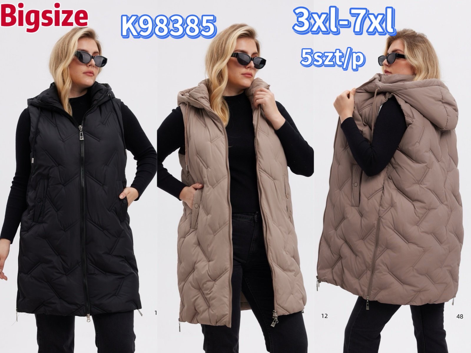 Kamizelki damskie ,size 3xl-7xl,paczka 5szt,1kolor