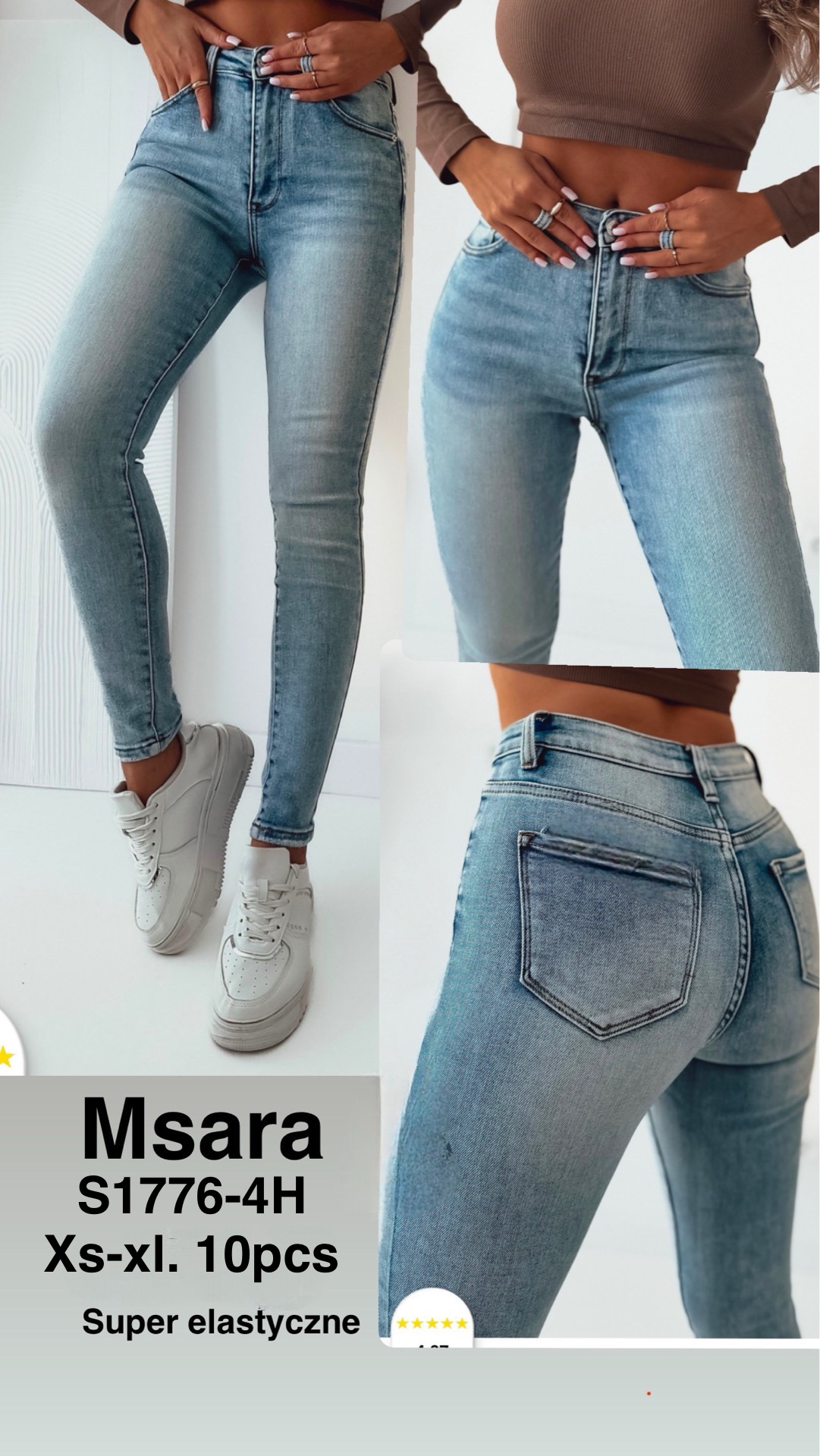 Jeansy damskie , Size xs-xl,paczka 10szt,1kolor