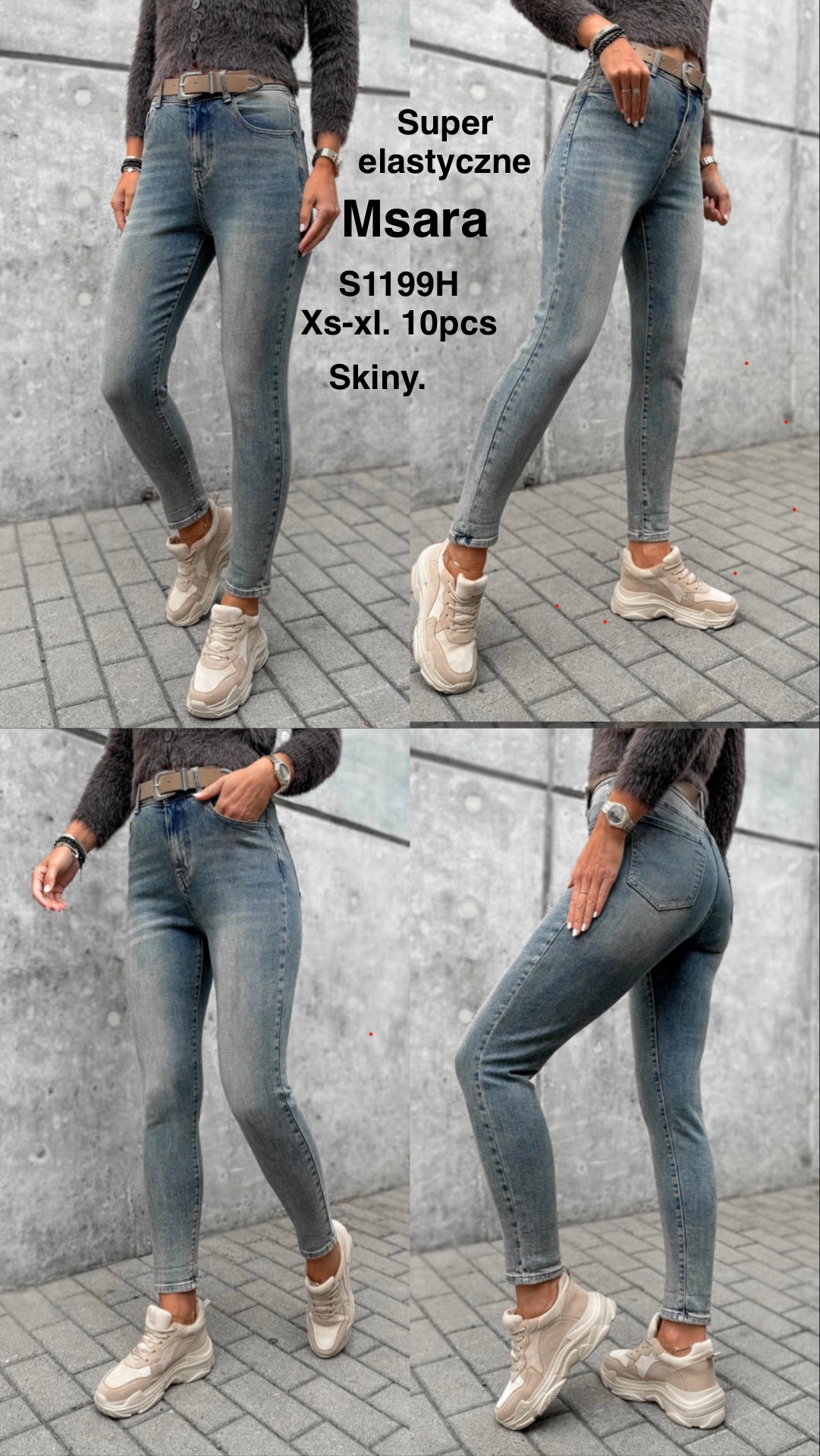 Jeansy damskie , Size sx-xl ,paczka 10szt,1kolor