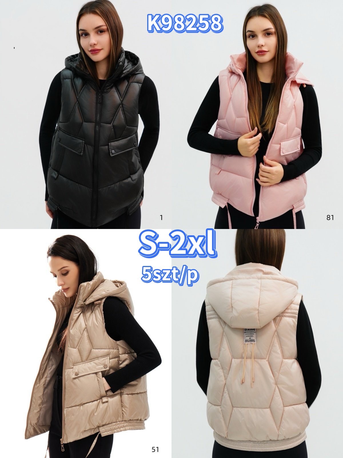 Kamizelki damskie ,size s-2xl,paczka 5szt,1kolor