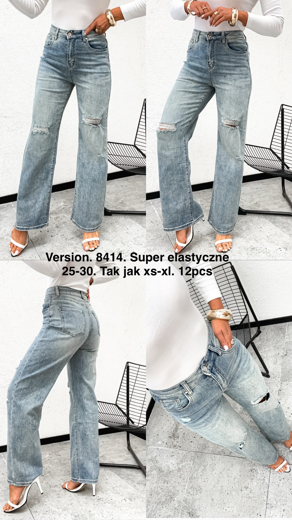 Jeansy damskie , Size xs-xl, paczka 12szt,1kolor