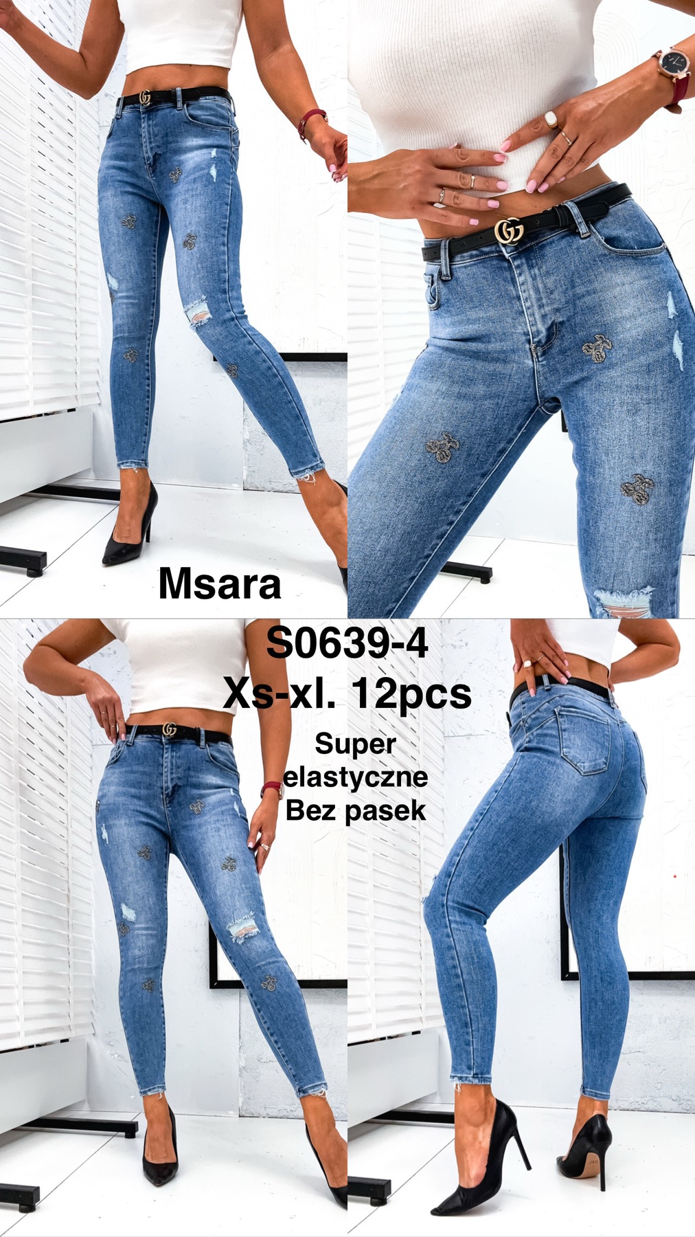 Jeansy damskie , Size sx-xl , paczka 12szt,1kolor