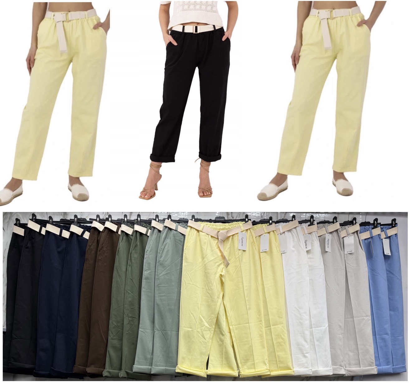 Spodnie Damskie  WŁOSKA  , Size uni, paczka 6szt ,mix kolor