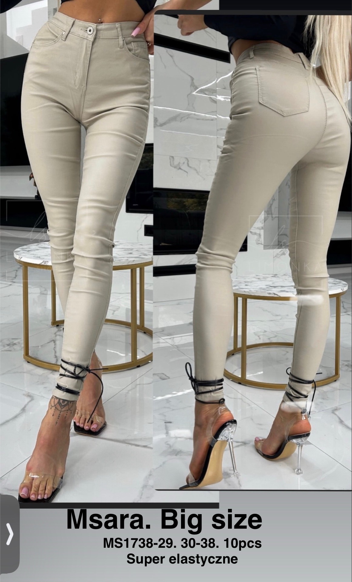 Spodnie skórzane damskie , Size 38-48, paczka 10szt,1kolor