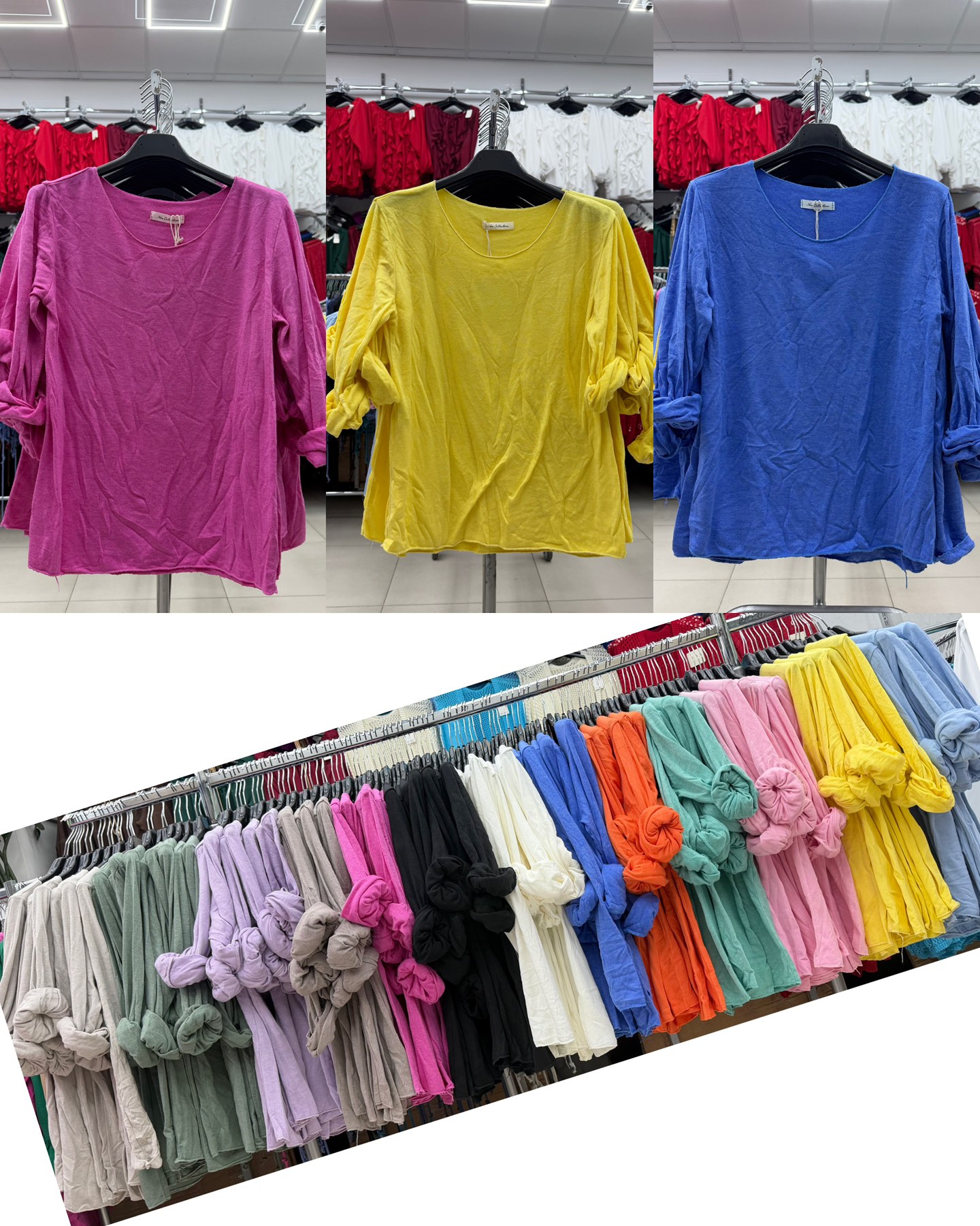 Bluzki Damskie  WŁOSKA  , Size uni, paczka 6szt ,mix kolor