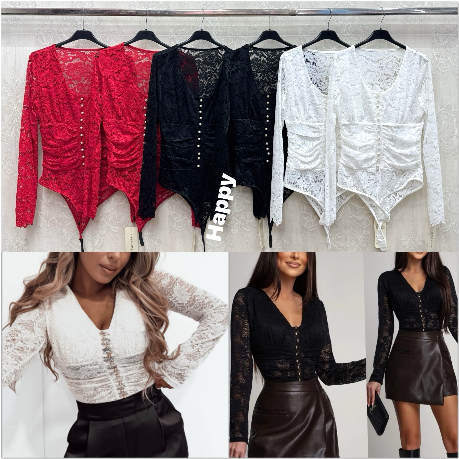 Body Damskie wloskie, Size uni, paczka 6szt ,mix kolor