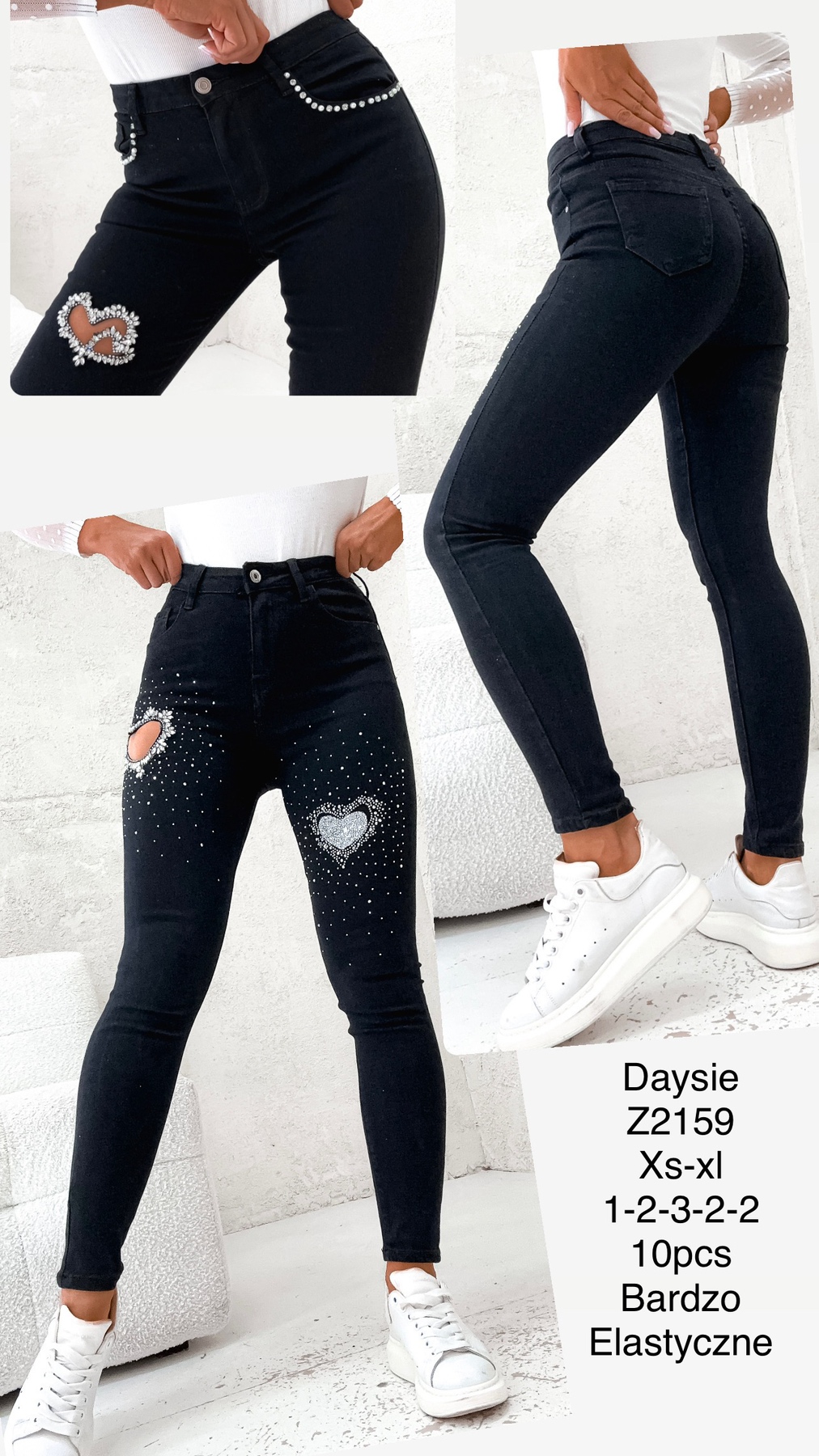 Jeansy damskie , Size xs-xl, paczka 10szt,1kolor