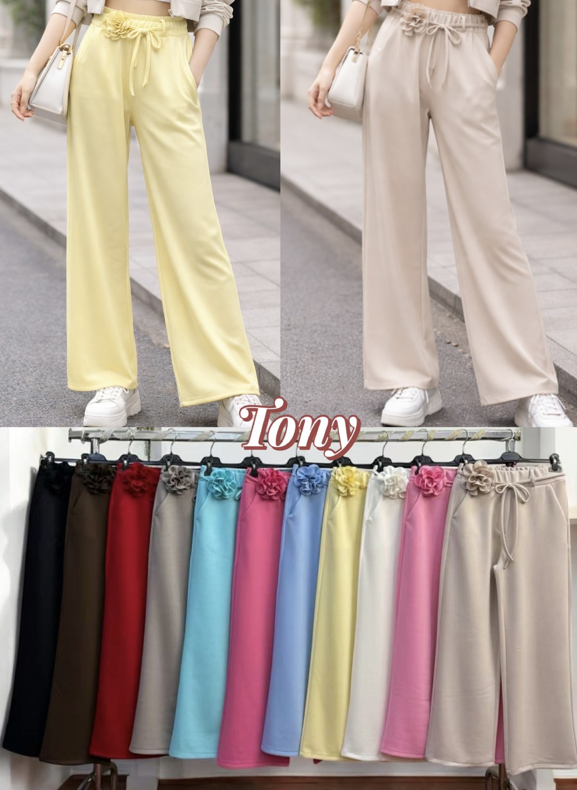 Spodnie Damskie  WŁOSKA  , Size uni, paczka 6szt ,mix kolor