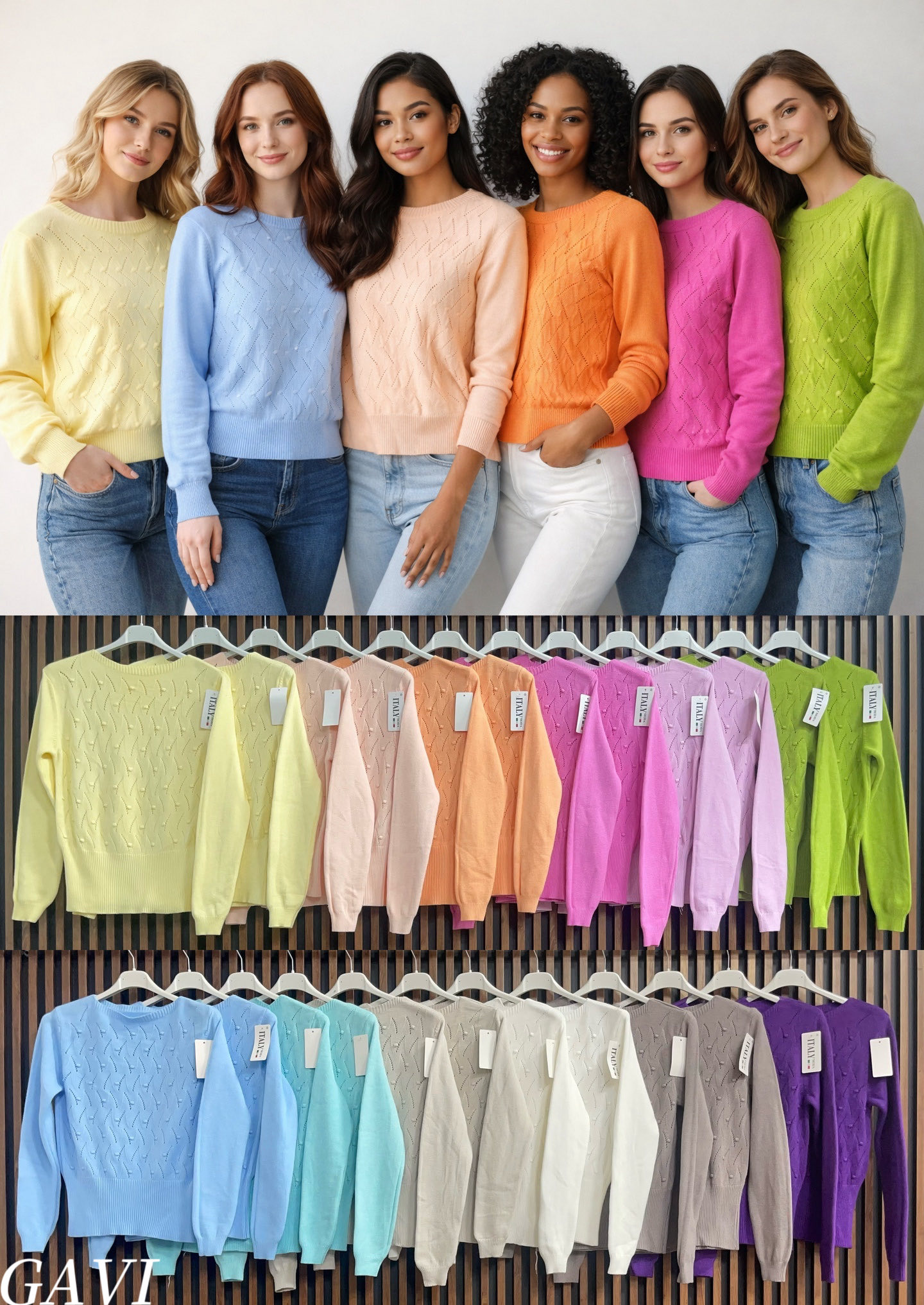 Swetry Damskie  WŁOSKA  , Size uni, paczka 6szt ,mix kolor