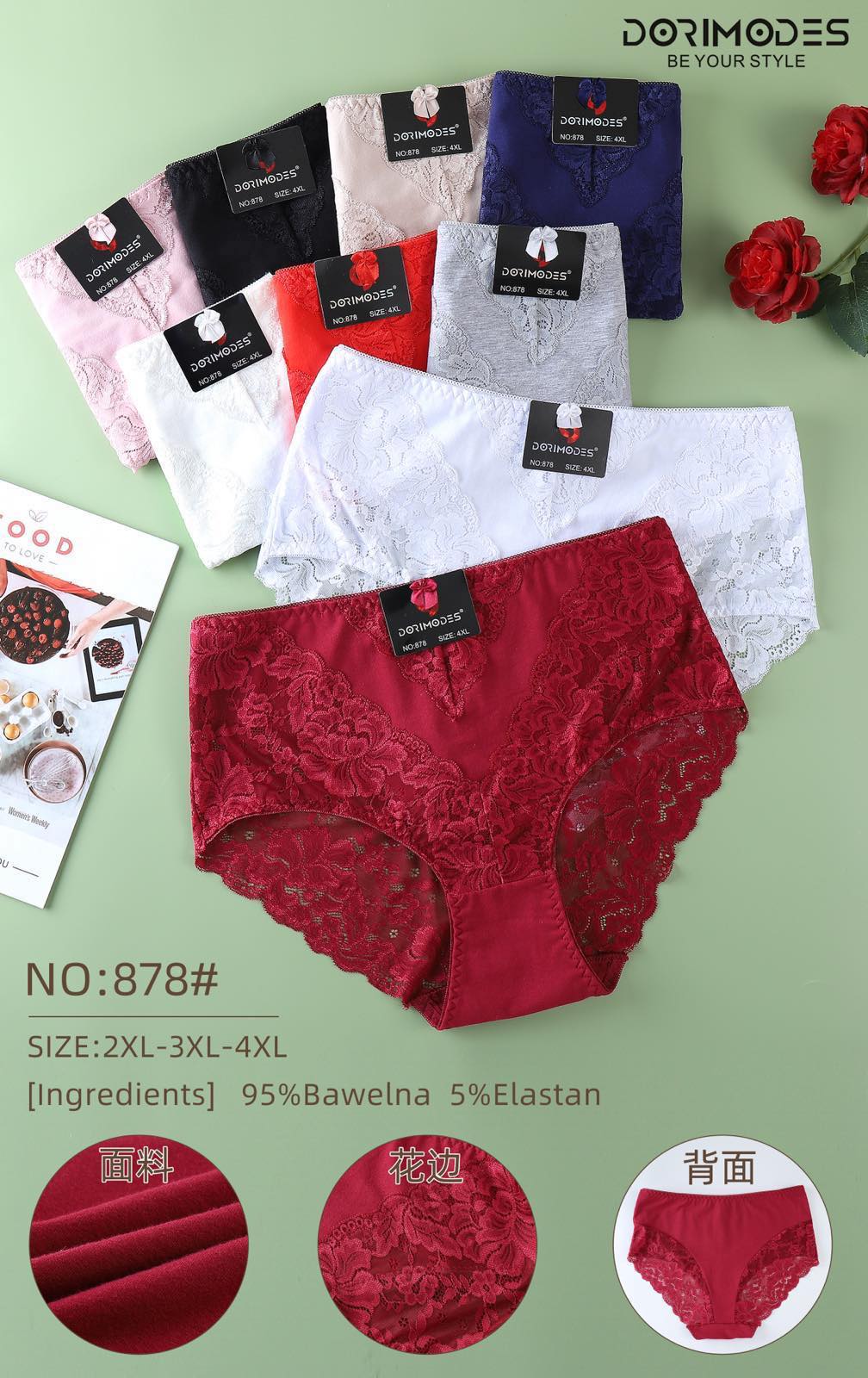 Majtki damskie , Size 2xl-4xl, paczka 24szt ,mix kolor