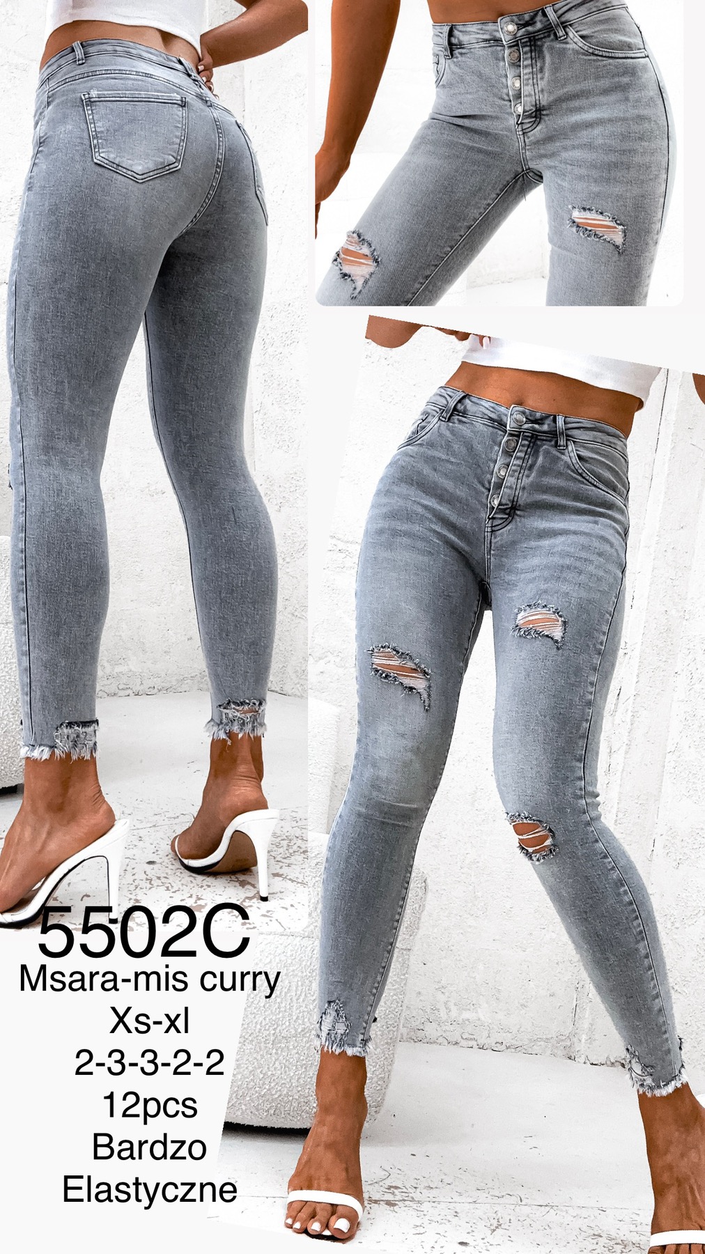 Jeansy damskie , Size xs-xl,paczka 12szt,1kolor