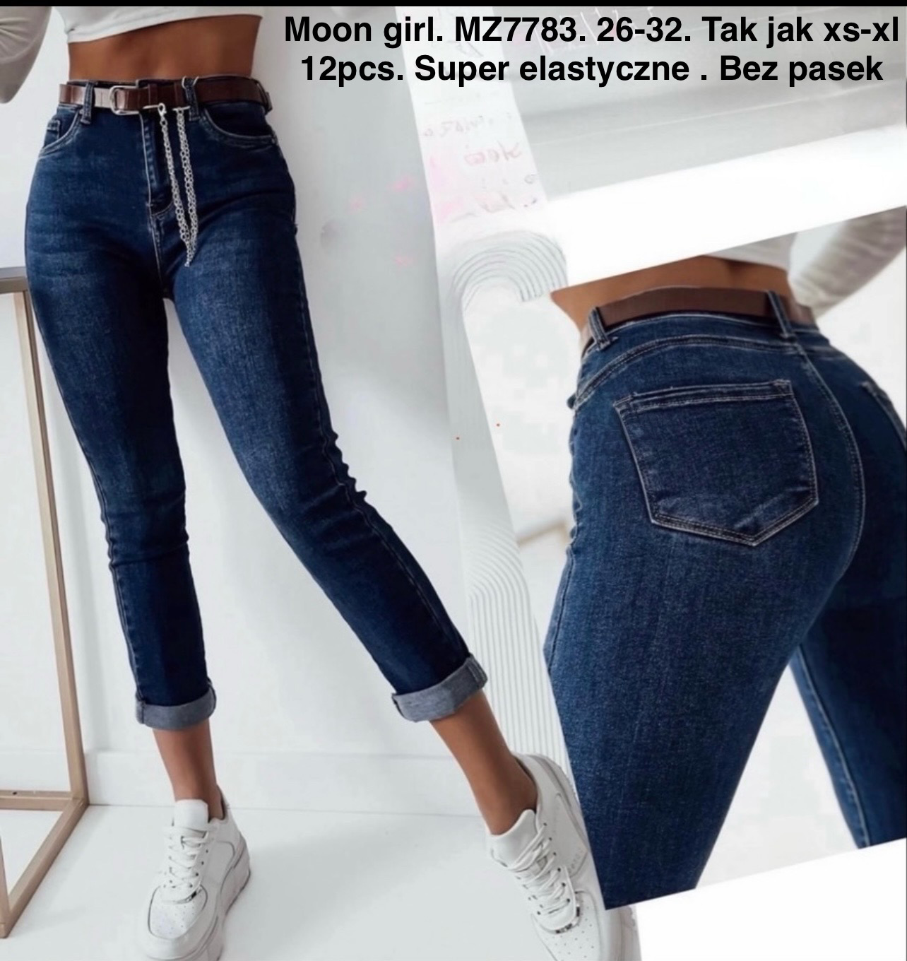 Jeansy damskie , Size xs-xl, paczka 12szt,1kolor