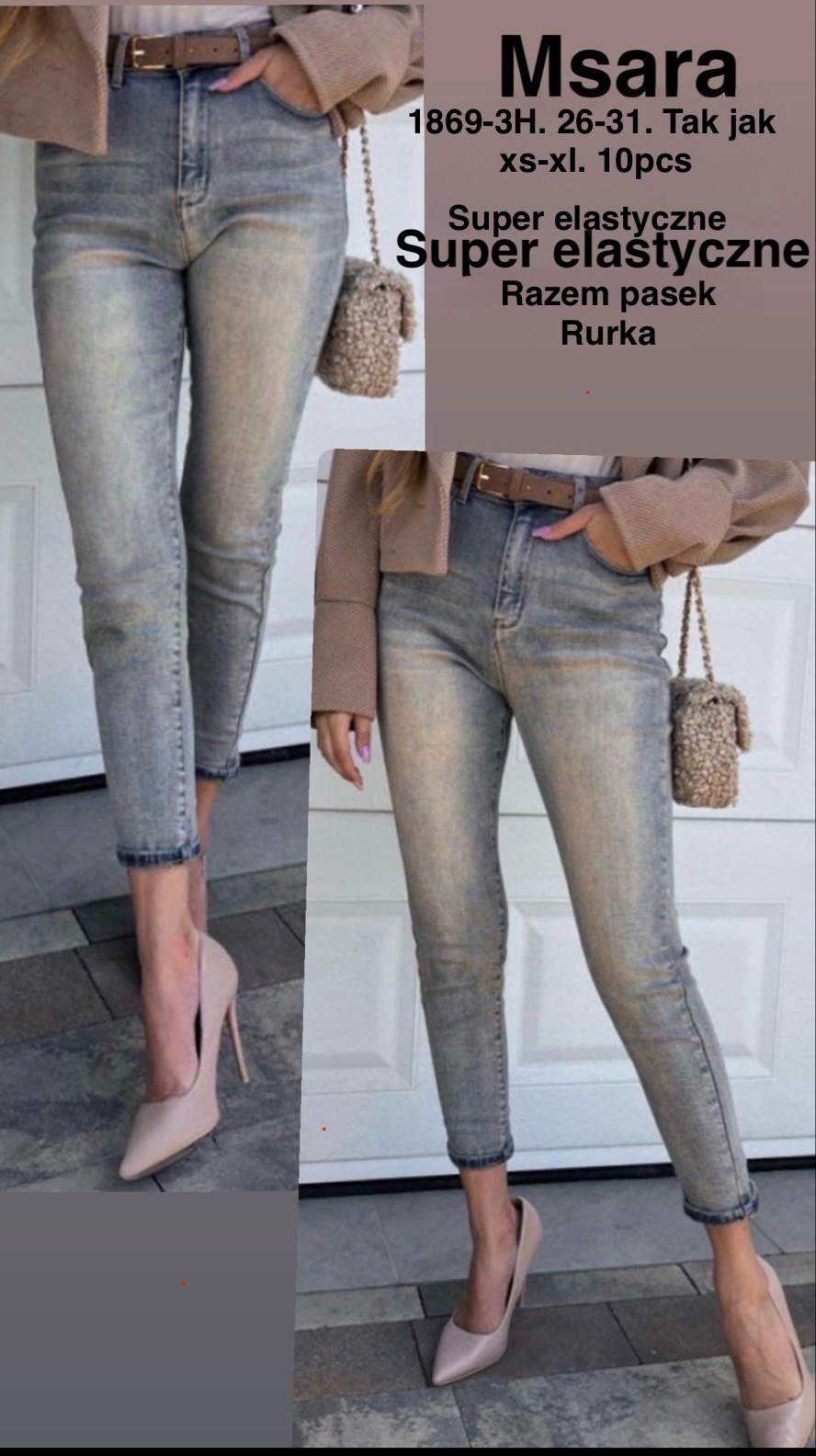 Jeansy damskie , Size xs-xl,paczka 10szt,1kolor