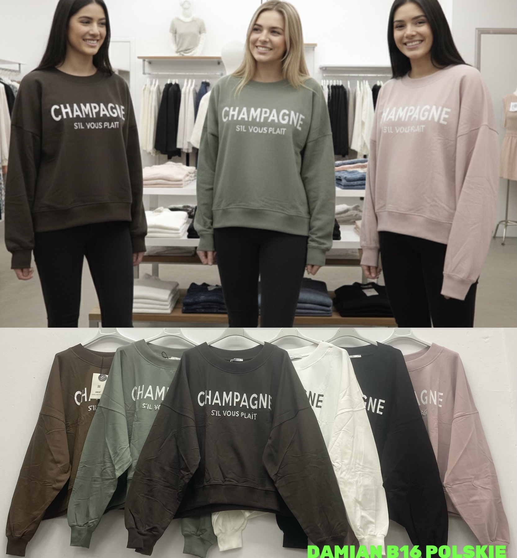 Bluzy Damskie, Size uni, paczka 6szt ,mix kolor