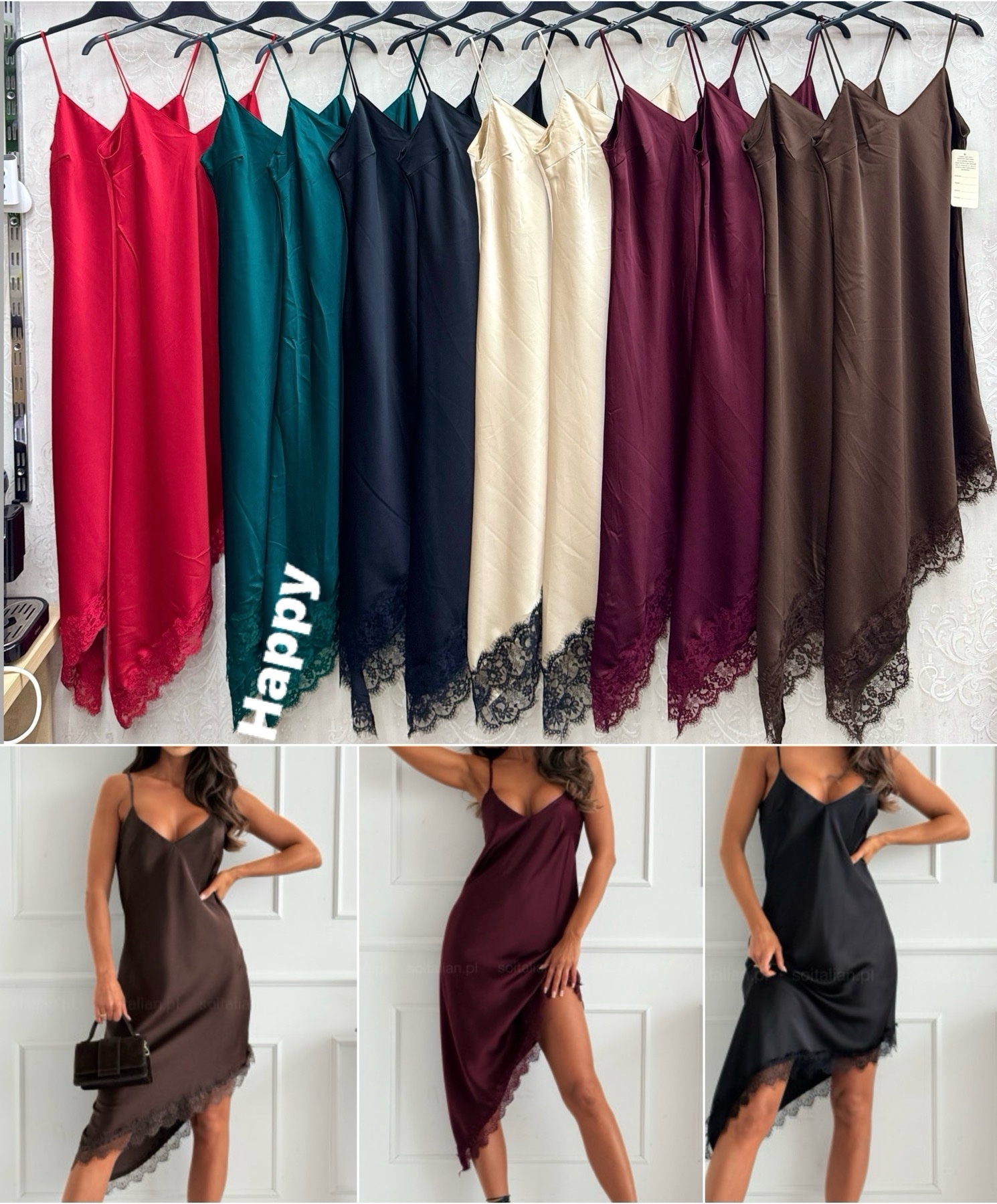 Sukienki Damskie wloskie, Size uni, paczka 6szt ,mix kolor