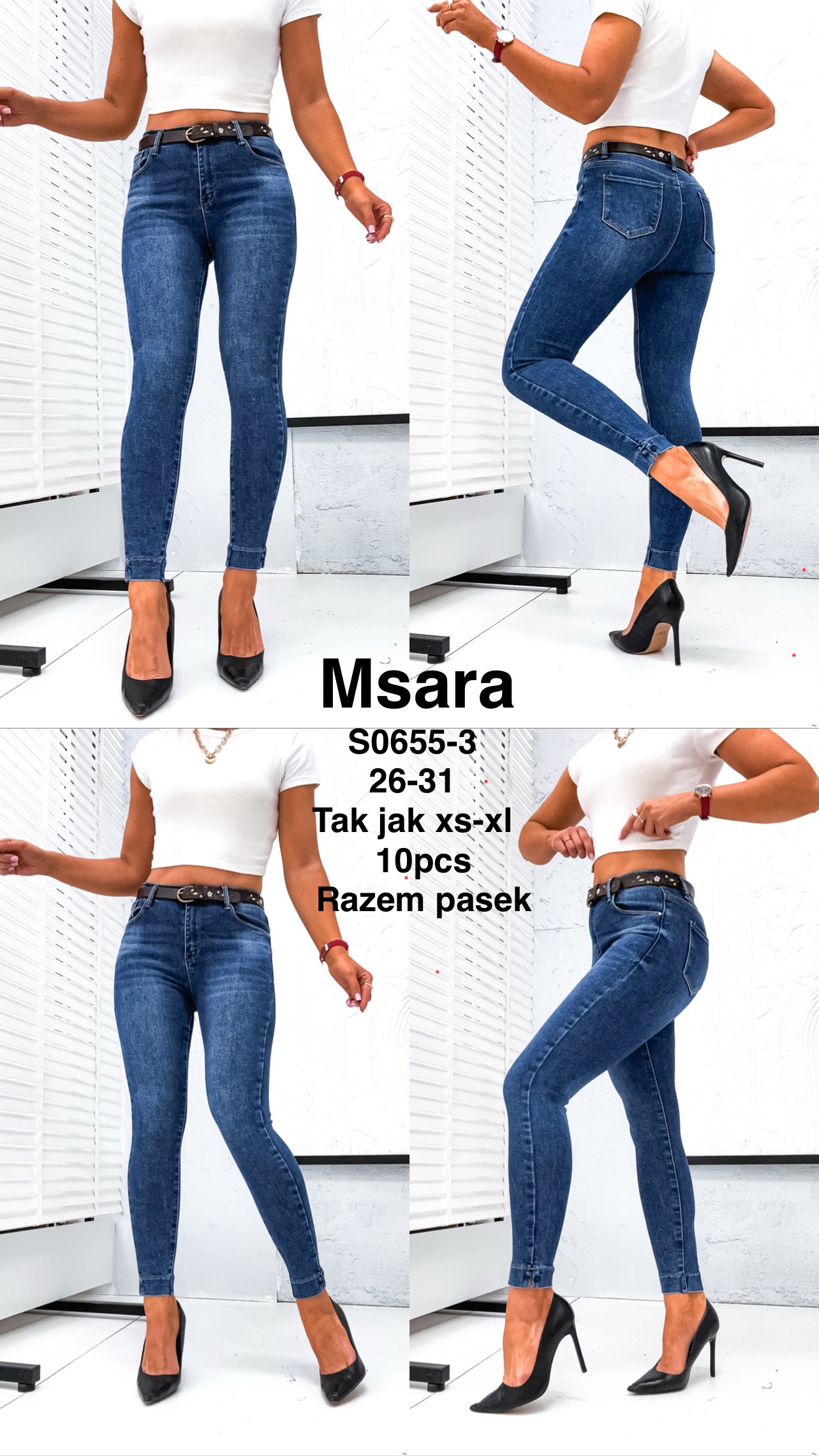 Jeansy damskie , Size xs-xl, paczka 10szt,1kolor
