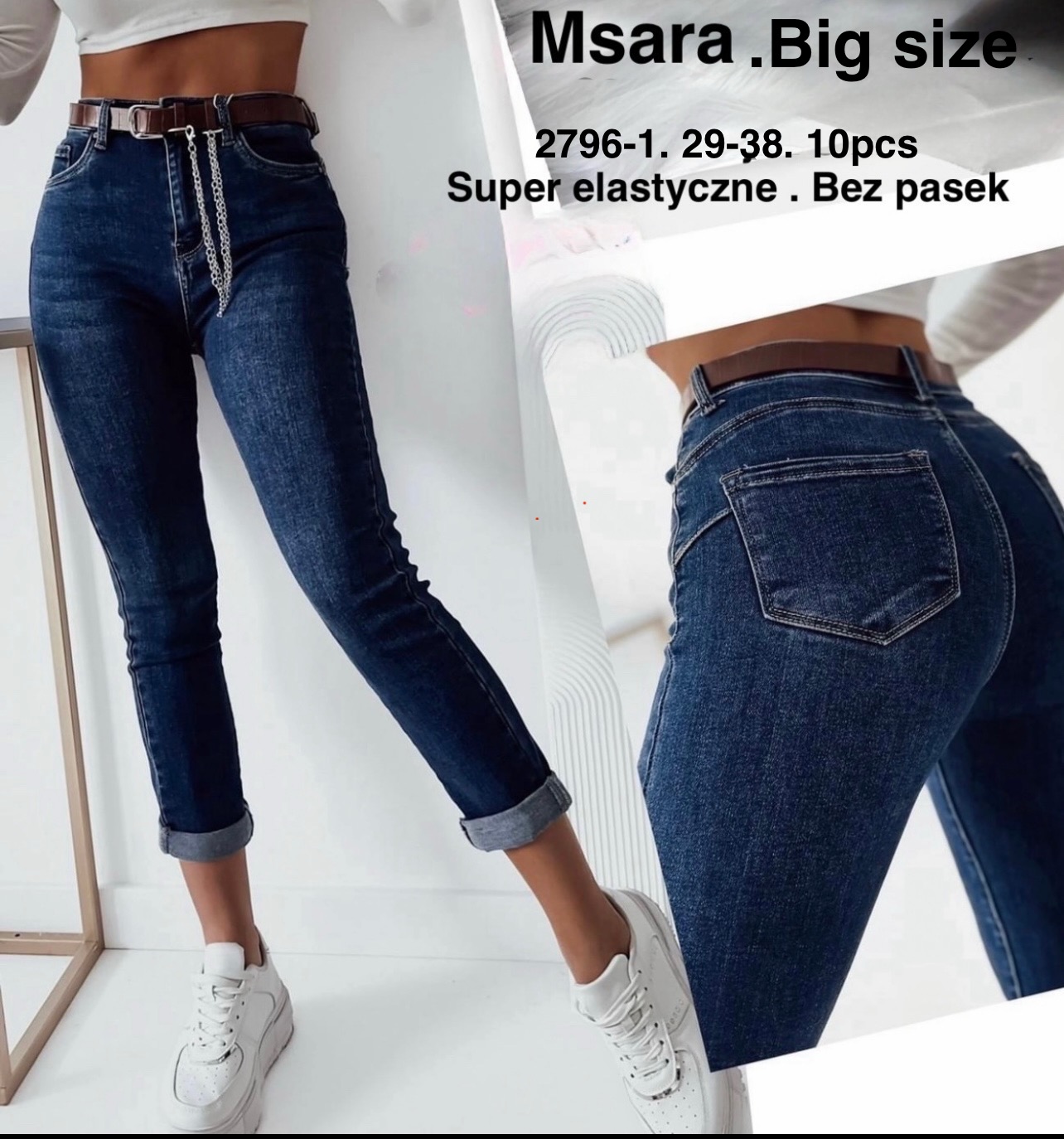 Jeansy damskie , Size 29-38, paczka 10szt,1kolor