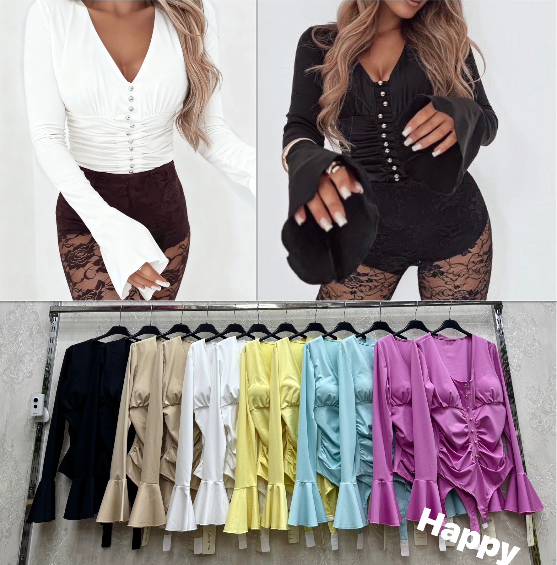 Body Damskie Włoskie , Size uni, paczka 6szt ,mix kolor