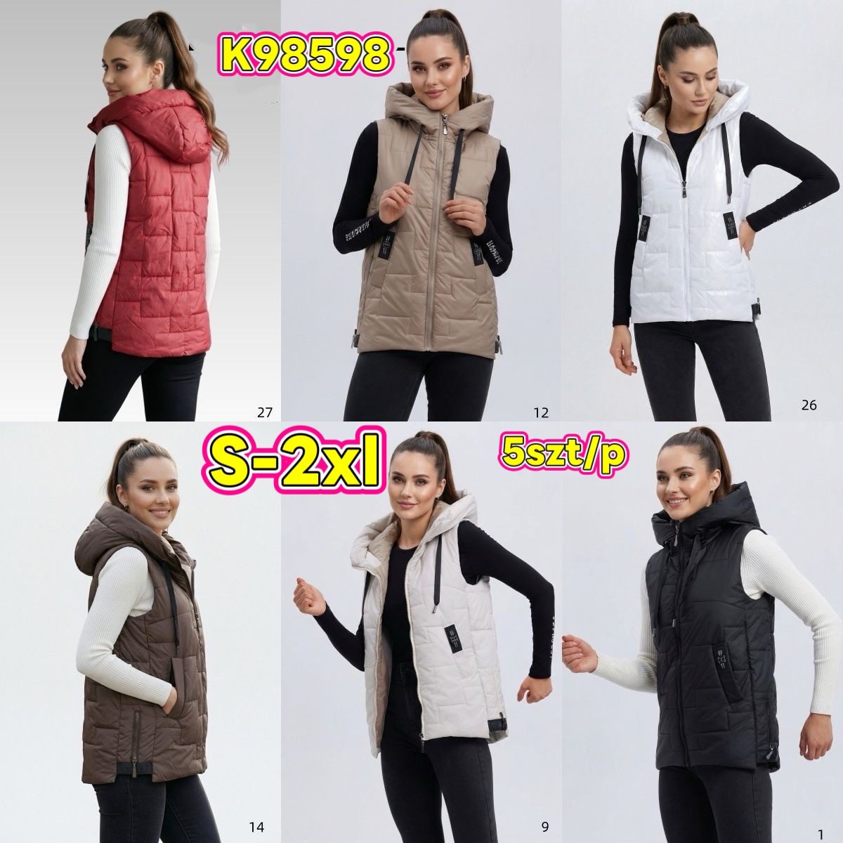Kamizelki damskie ,size s-2xl,paczka 5szt,1kolor
