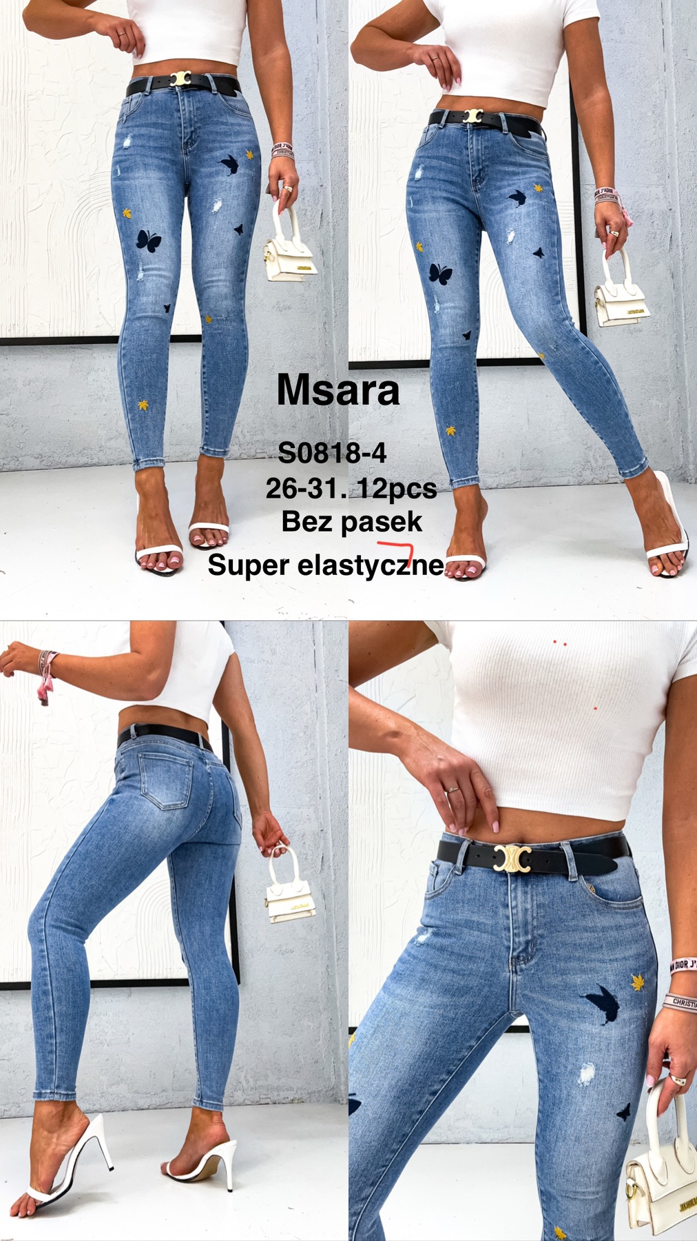 Jeansy damskie , Size 26-31 ,paczka 12szt,1kolor